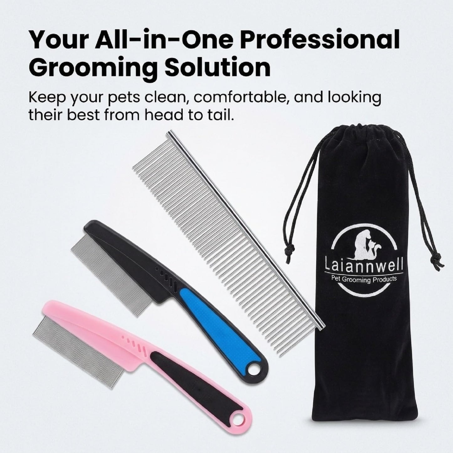 Cat Comb,Pet Comb  Professional Grooming Comb for Dog/Cat/Small Pets(3 Packs)