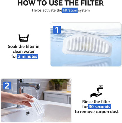 Cat Water Fountain Filters, Replacement Carbon, Resin Filters for D30 67Oz/2L Automatic Pet Fountain Cat Water Fountain Dog Water Dispenser, 3 Triple Filtration System(6Pcs 67Oz/2L Filters)