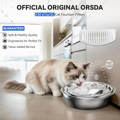 Cat Water Fountain Filters, Replacement Carbon, Resin Filters for D30 67Oz/2L Automatic Pet Fountain Cat Water Fountain Dog Water Dispenser, 3 Triple Filtration System(6Pcs 67Oz/2L Filters)